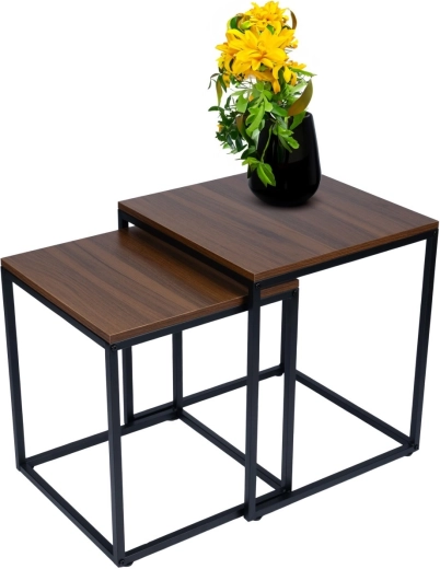 Set de măsuțe de cafea încastrabile 2în1 în stil loft, nuc