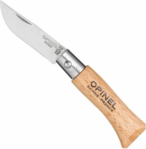 Opinel Nr. 02 Inox cuțit de buzunar 3,5 cm din lemn de fag