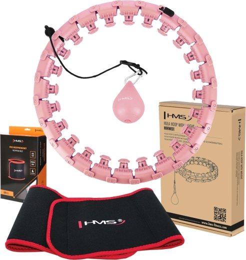 Set cu cerc de masaj cu greutate HMS HHW01 și brâu modelator BR163 – roz