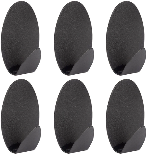 Cârlige ovale autoadezive din oțel, negre (6 buc)