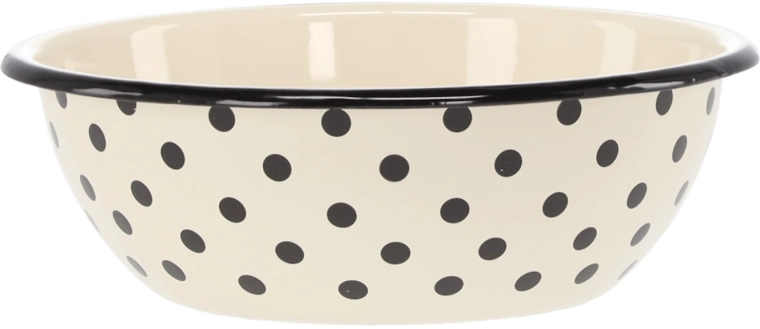 Bol emailat 1,5 l, diametru 20 cm, alb cu buline