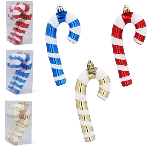 Set de 4 ornamente de Crăciun în formă de bastonaș de zahăr 13 cm