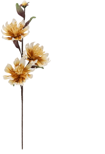 Floare decorativă crizantemă cu 3 flori 101 cm galbenă