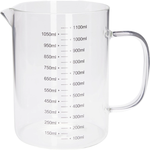Cană gradată de sticlă 1 l din sticlă borosilicată
