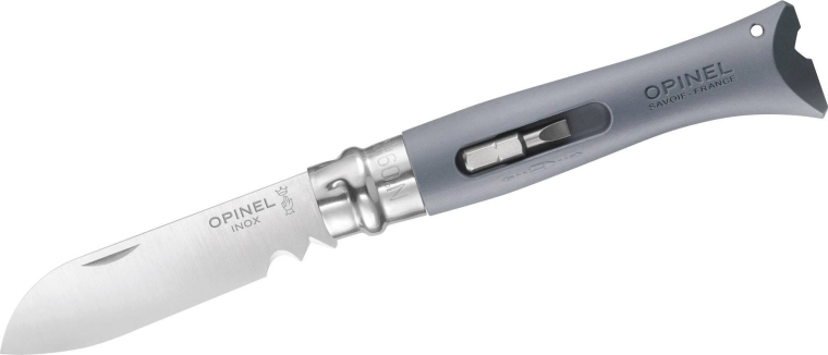 Opinel Nr. 09 DIY, gri, cuțit de buzunar multifuncțional, lamă 8 cm