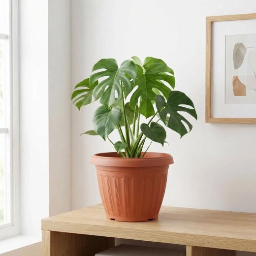 Ghiveci din plastic de culoare teracotă, 25 cm