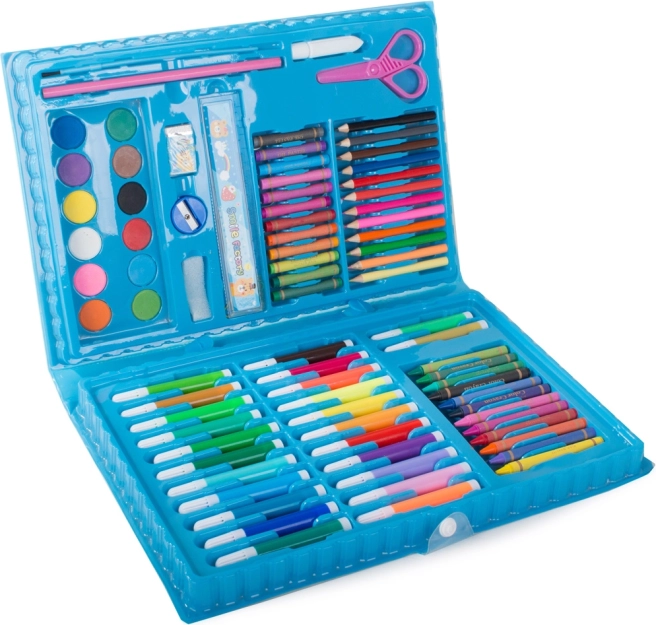 Set de artă în geantă, 86 de piese – creioane colorate, carioci și acuarele