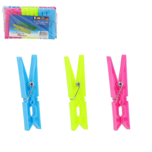 Cârlige de rufe din plastic, rezistente cu arc puternic – set 24 buc