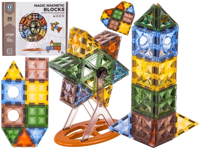 Set de construcție magnetic 55 de piese