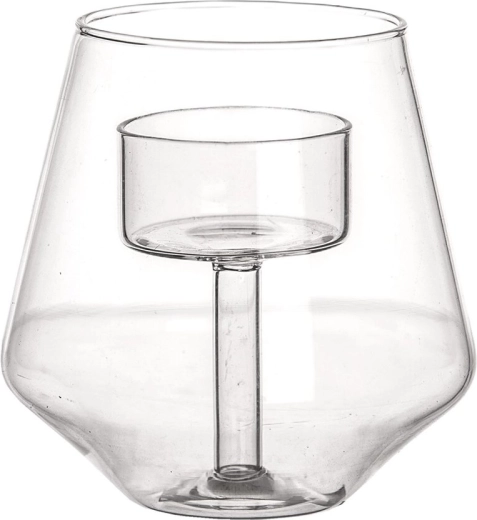 Suport de lumânare din sticlă pentru lumânare tip pastilă 10 × 10 × 9,5 cm