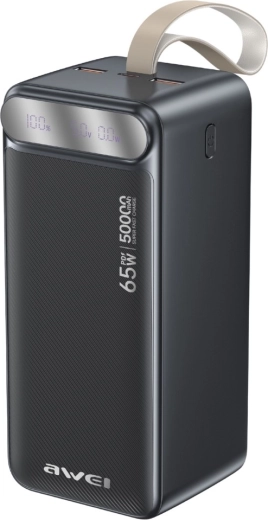 Powerbank Awei 50 000 mAh 65 W PD cu afișaj LED (2× USB-A, USB-C) - 1 bucată