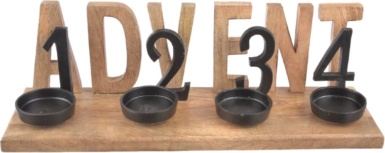 Sfeșnic de Advent din lemn de mango și metal 50 cm