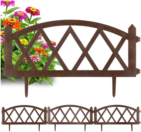 Gard bordură decorativă maro 57 × 25 cm, set 4 buc