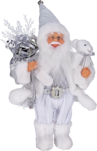 Decorațiune de Crăciun Santa, cu LED, argintie, 30 cm