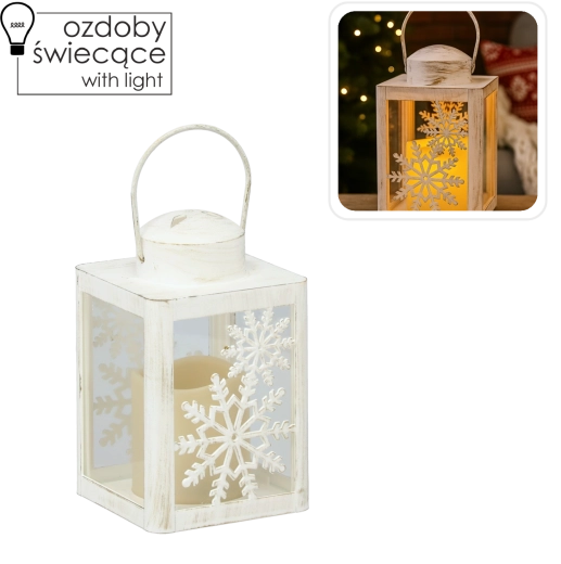 Felinar de Crăciun cu lumânare LED 10 × 10 × 17 cm - 1 buc