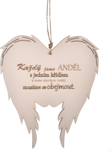 Aripi de înger din lemn cu inscripția „fiecare dintre noi” 18 × 21 cm