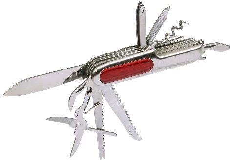 Cuțit multifuncțional de buzunar din oțel inoxidabil cu mâner din lemn, 11 funcții