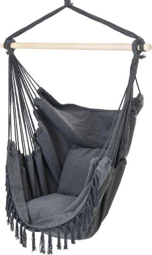 Fotoliu suspendat tip hamac brazilian cu perne, 130 kg, grafit