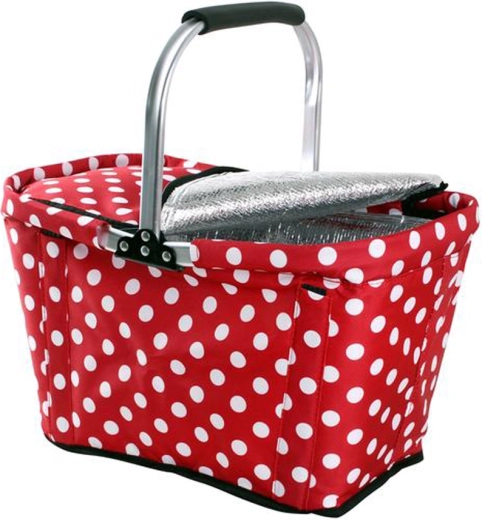 Coș termic pliabil cu fermoar TORO, buline roșii
