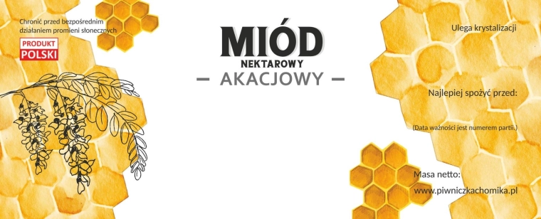 Set de 100 etichete pentru miere florală de salcâm 154 × 60 mm