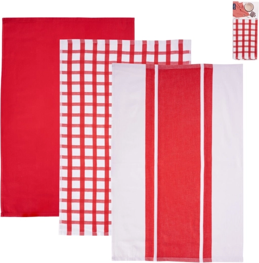 Set de prosoape de bucătărie în design roșu-alb, 3 buc.