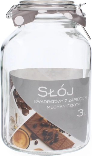 Borcan pătrat 3 l cu închidere mecanică