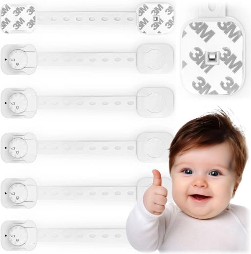 Dispozitive de siguranță pentru dulapuri RICOKIDS pentru copii, 6 bucăți, albe