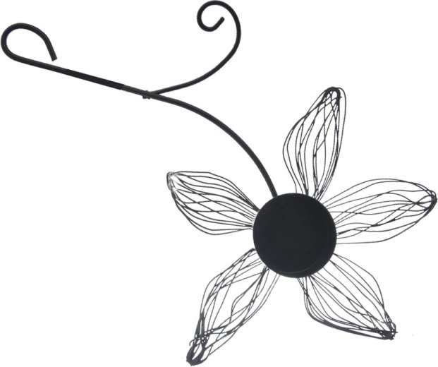 Sfeșnic metalic Floare negru 24 cm