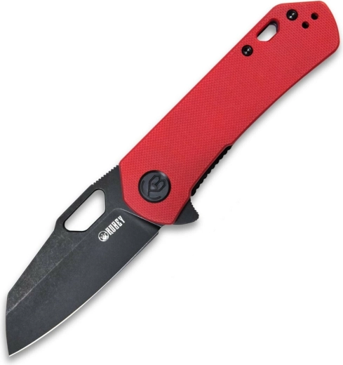 cuțit pliabil Kubey Duroc, lamă Black Stonewash AUS-10, mâner roșu G10, clemă