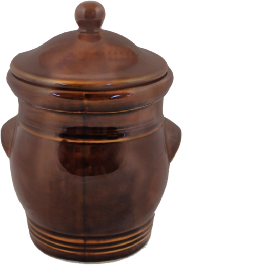 Oală ceramică cu capac 3 l maro