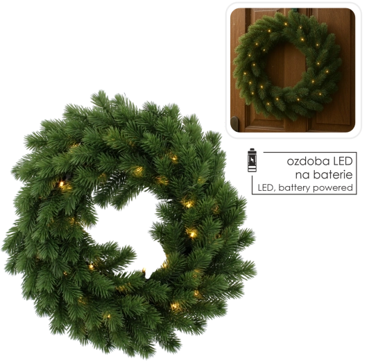 Coroană LED verde cu baterii, 40 cm