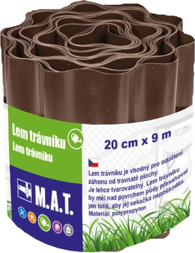 Bordură de gazon din plastic 20 cm × 9 m, maro