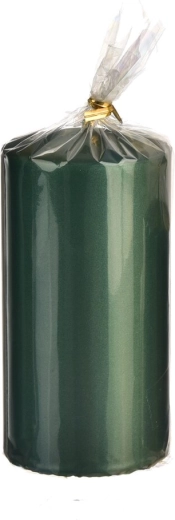 Lumânare decorativă cilindrică verde metalic mat 14 cm