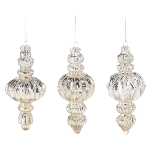 Glob de Crăciun din sticlă, culoare șampanie, modele diverse