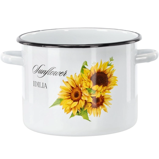 Oală emailată cu floarea-soarelui 5,5 l, 22 cm