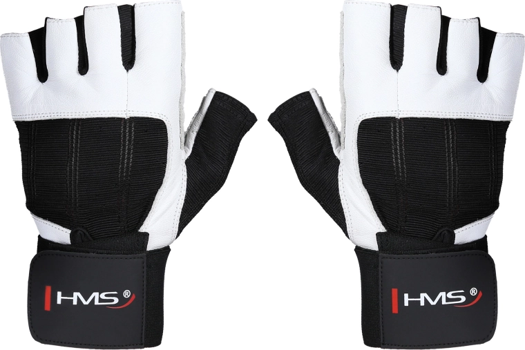 Mănuși de fitness HMS cu suport pentru încheietură RST04 albe – S