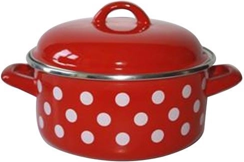 Castron emailat cu capac 20 cm 2,8 l Roșu cu buline