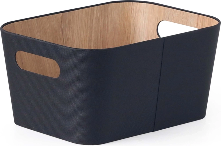 Coș de depozitare negru 23 × 30,5 × 15,2 cm