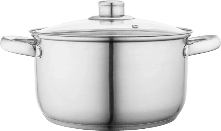 ALTOM DESIGN oală din inox Fabio 22 cm, 4,7 l cu capac din sticlă