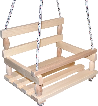 Leagăn din lemn natural pentru copii