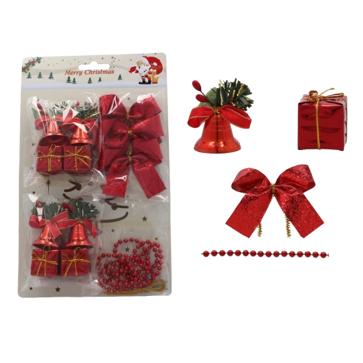 Set de ornamente de Crăciun roșii, 72 buc.