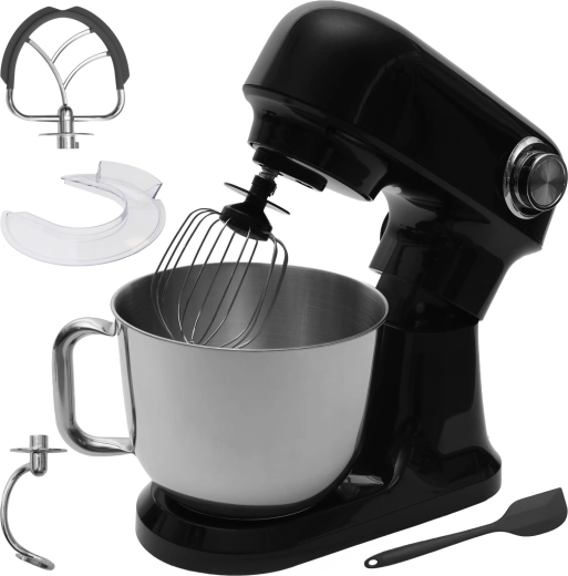 Robot de bucătărie planetar Bauerkraft cu bol din inox 5 l, 1500 W, negru