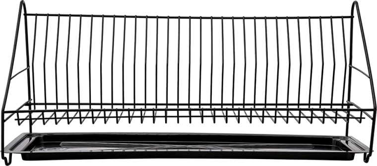 Scurgător de vase 60 cm cu tavă de scurgere, negru