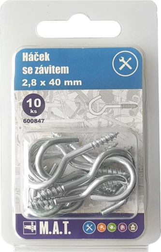 Cârlig cu filet 20 × 2,3 mm, zincat (10 buc.)