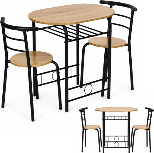 Set de dining: masă și 2 scaune ModernHome pentru 2 persoane, în stil loft