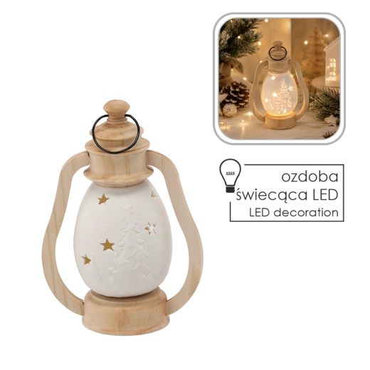 Felinar ceramic de Crăciun cu iluminare LED - 1 bucată