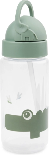 Done by Deer sticlă pentru copii cu pai Croco verde 350 ml