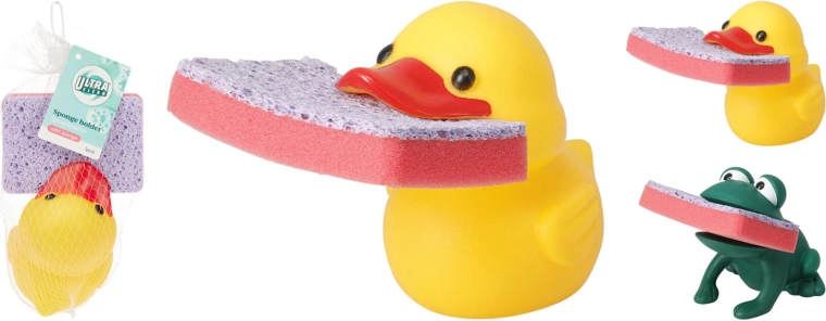 Suport pentru burete Rață sau Broască, PVC/PU, mix de decorațiuni