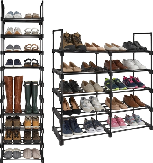 Pantofar Ruhhy cu 10 niveluri 45 × 30 × 174 cm negru