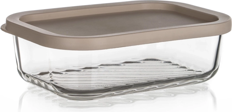 Recipient din sticlă WAVE 0,48 l cu capac latte, dreptunghiular